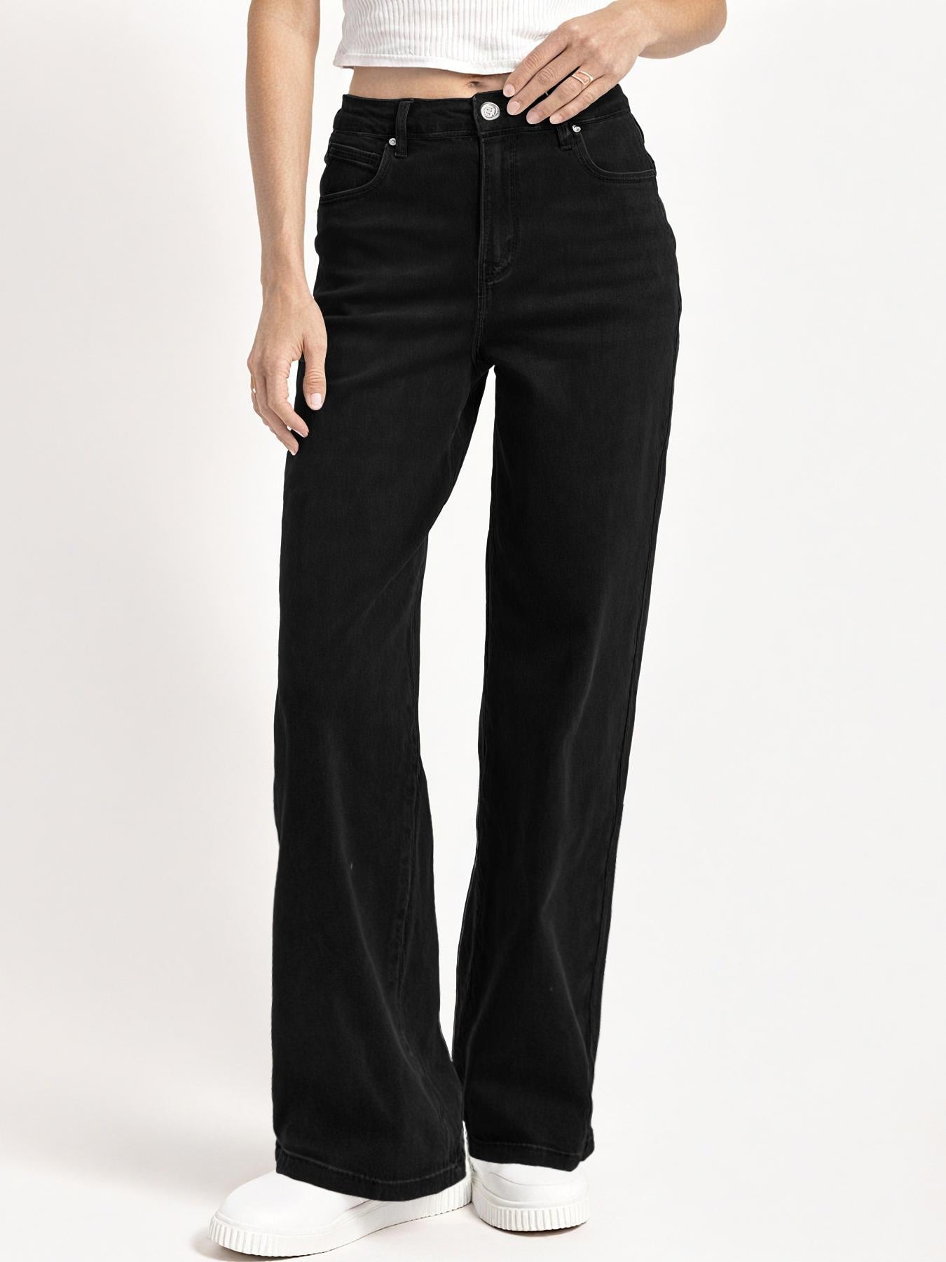 Mid-Rise Denim Wide Leg Jeans