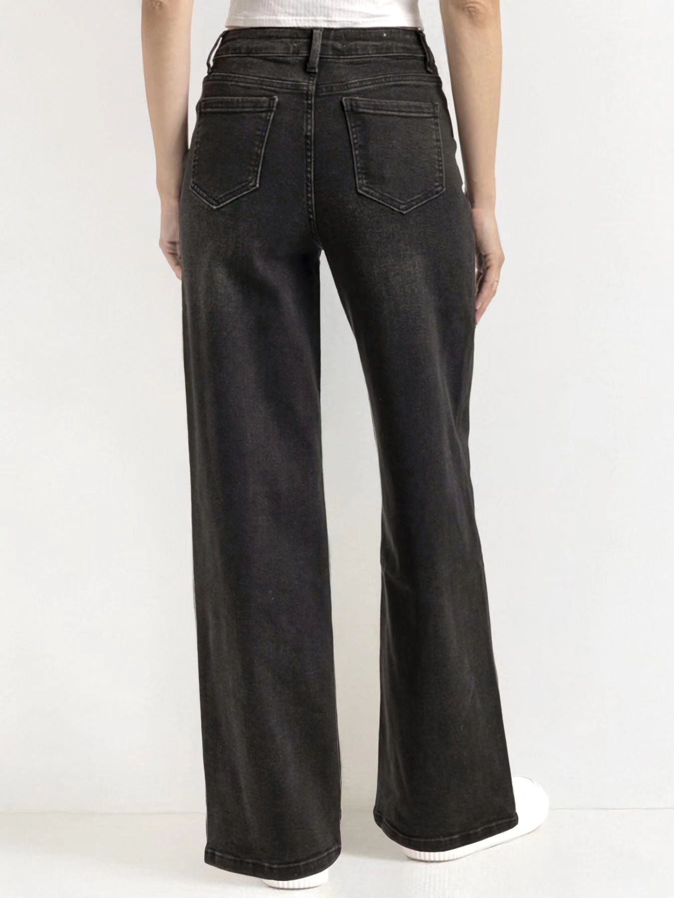 Mid-Rise Denim Wide Leg Jeans