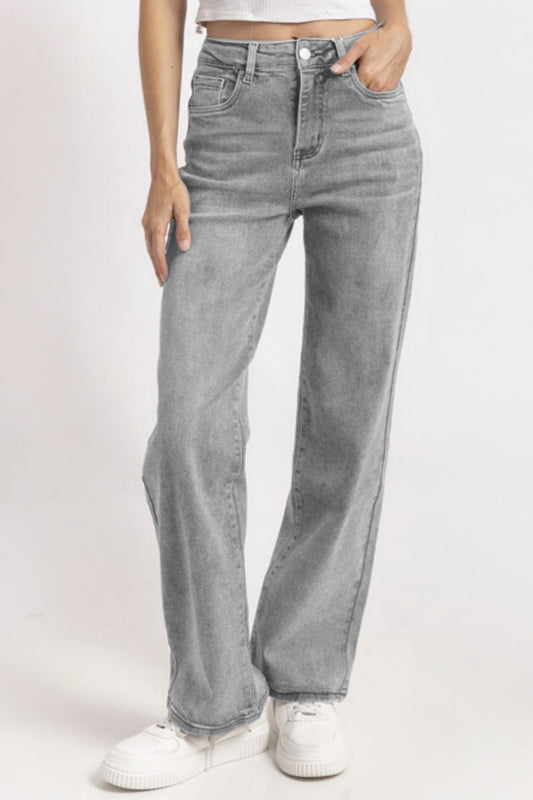 Mid-Rise Denim Wide Leg Jeans