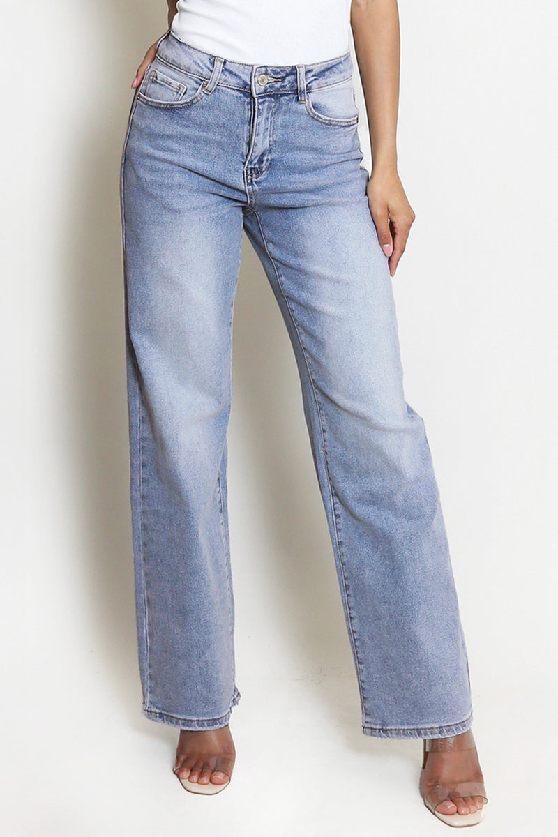 Mid-Rise Denim Wide Leg Jeans