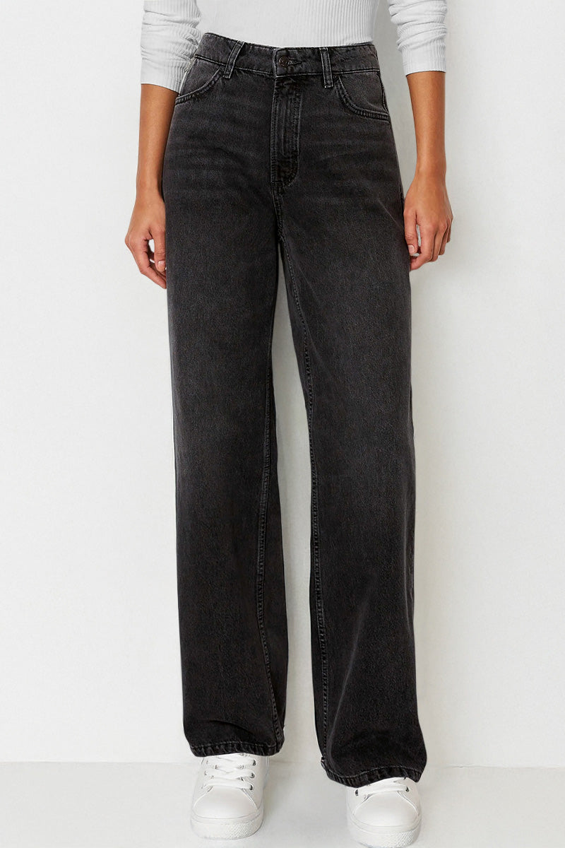 Mid-Rise Denim Wide Leg Jeans