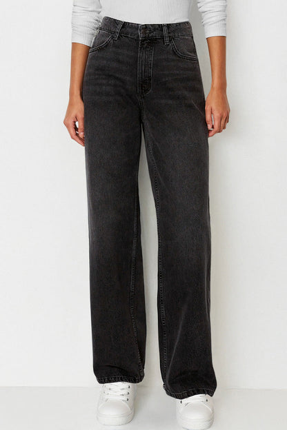 Mid-Rise Denim Wide Leg Jeans