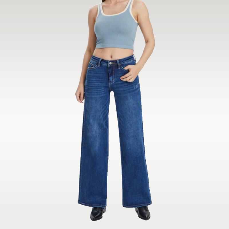 Mid Rise Wide Leg Baggy Jeans