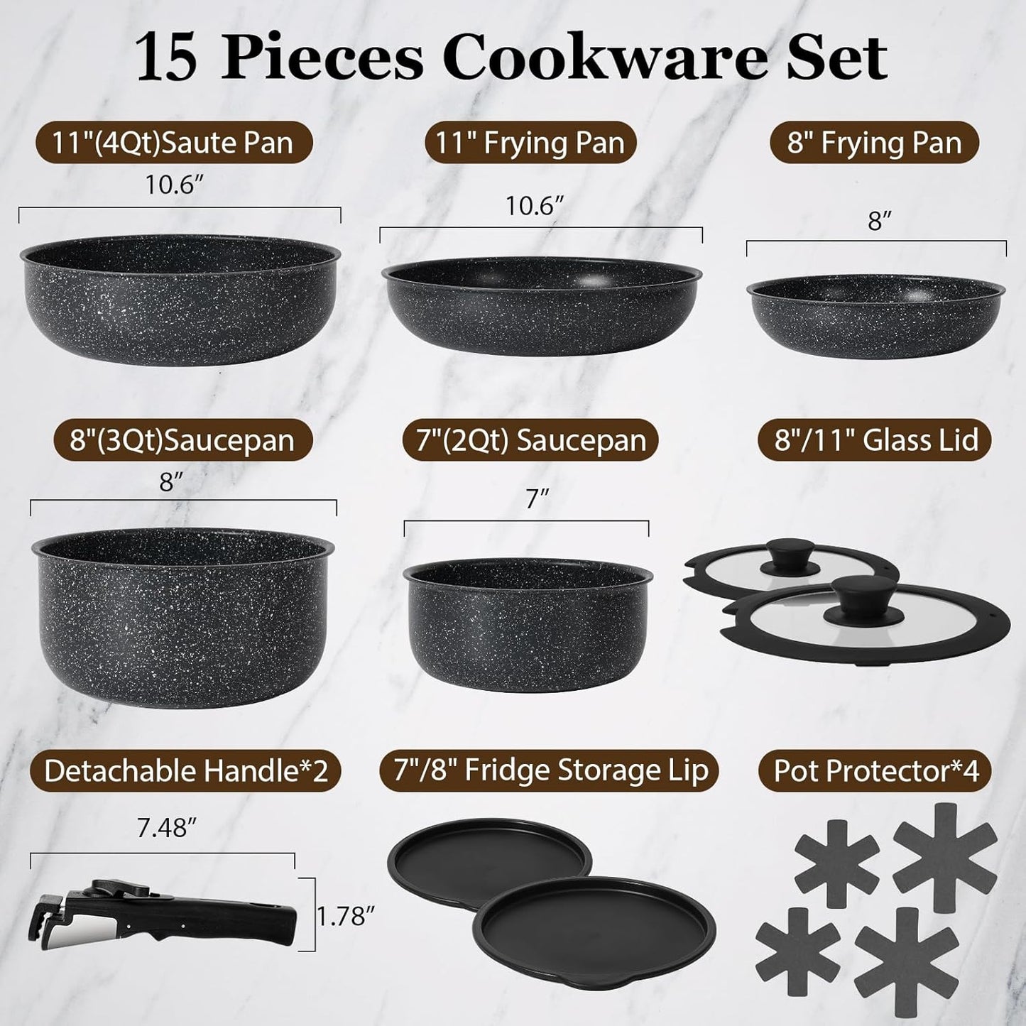 Stackable Nonstick Cookware Set