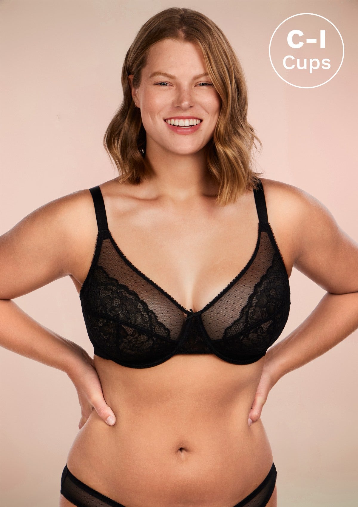 HSIA Enchante Black Lace Underwire Bra Black / 32 / C