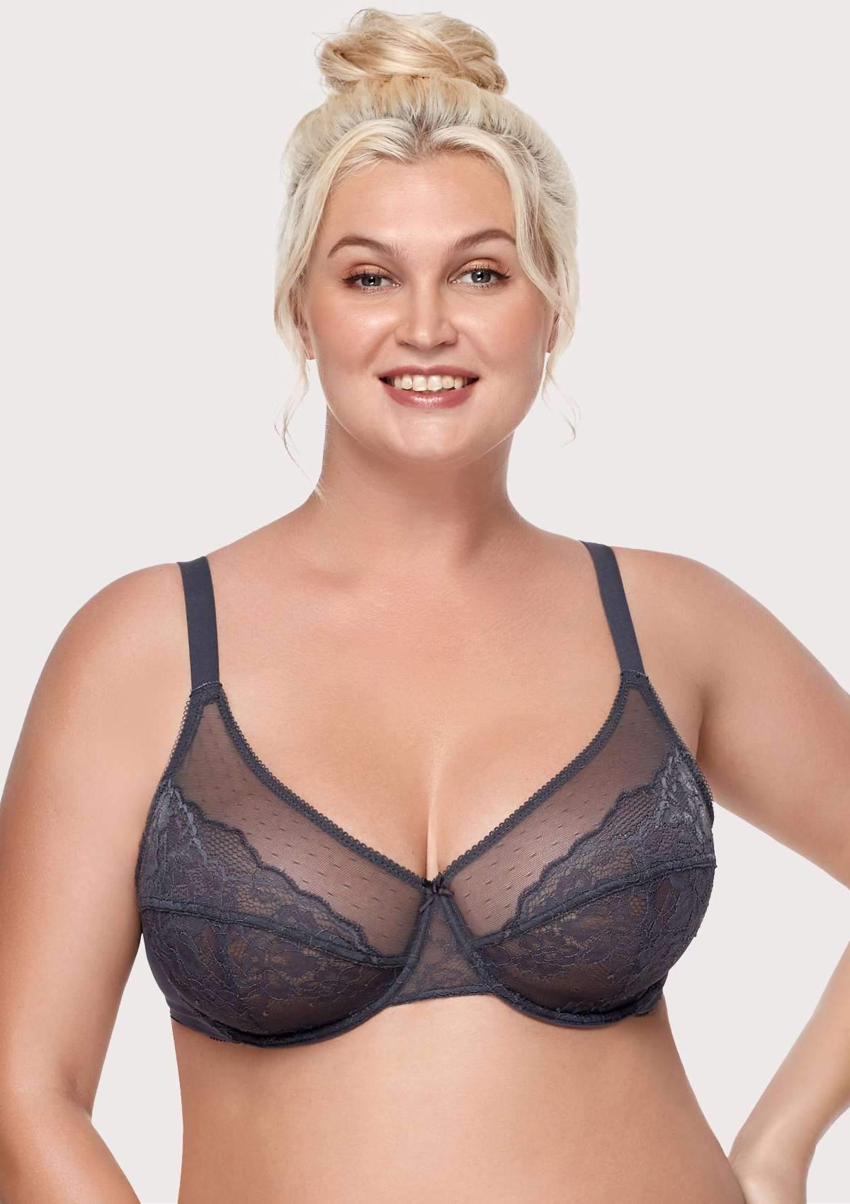 HSIA HSIA Petal Vine Black Lace Underwire Bra Dark Gray / 32 / C