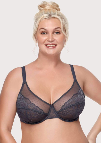 HSIA HSIA Petal Vine Black Lace Underwire Bra Dark Gray / 32 / C